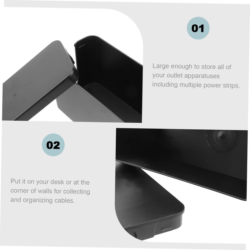 LABRIMP Cable Management Box Organizer Black Plastic Storage Case for