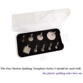 10 x Free Motion Quilting Templates Series 5 + 9 Pieces Low Shank Quilting Ruler Foot Set + 1 Pack Non-Slip Ruler Handles 30/Pkg