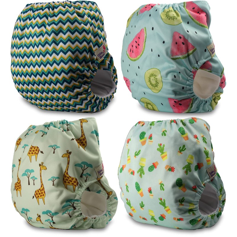 Littles and Bloomz FLP2-0401 Reusable Nappy Standard Popper, 4 Nappies