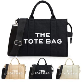 SOYTO Bolsas de lona para mujer, bolso de mano con cierre, Totes para Mujer, bolsa cruzada de lona para escuela, viajes, oficina (Negro)