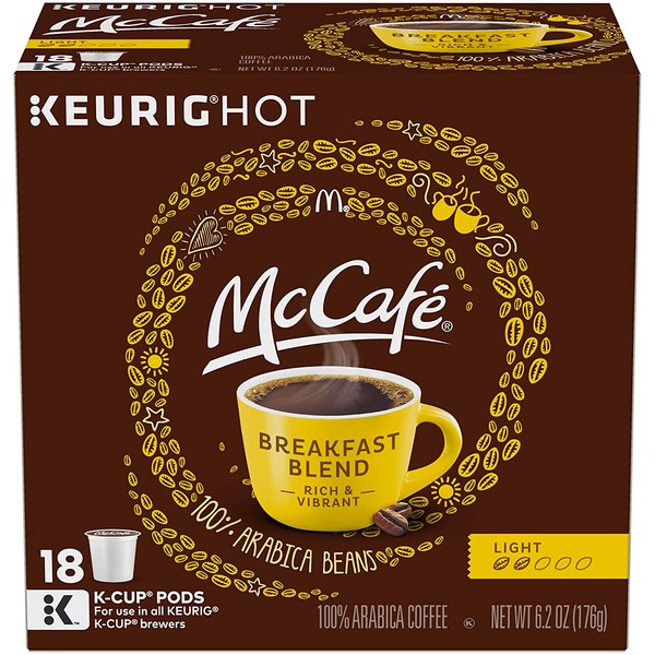 McCafe Breakfast Blend Keurig K Cup Coffee Pods (18 Count)