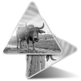 2 x Triangle Stickers 7.5cm - BW - Carabao Buffalo Philippines Fun Decals for Laptops,Tablets,Luggage,Scrap Booking,Fridges #38977