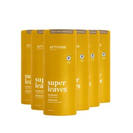 ATTITUDE Plastic-Free Deodorant, EWG Verified, Aluminum Free, Plant and Mineral-Based Ingredients, Vegan and Cruelty-free Personal Care Products, Lemon Leaves, 3 Ounces (Pack of 6)