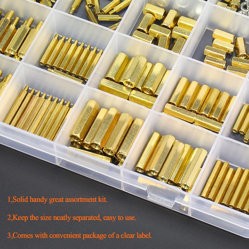 HELIFOUNER 420 Pieces M2 M3 M4 Male Female Hex Brass