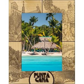 Saddle Mountain Souvenir Punta Cana Laser Engraved Wood Picture Frame Portrait (5 x 7)