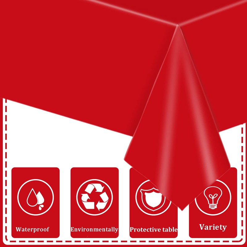 137x274cm Red Plastic Table Cloth Table Cover,Large Red Party Disposable