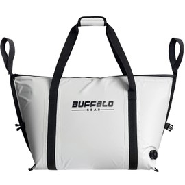 Buffalo Gear Insulated Fish Bag Cooler Flat Bottom-45QT Fishing Cooler Bag Wateroproof Fish Kill Bag (White)