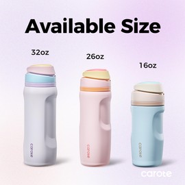 CAROTE Sip Free Insulated Stainless Steel Water Bottle with Straw, BPA-Free Sports Water Bottle, Great for Travel, Sunshine Coast Handle Tumbler, 26 Oz, Sakura Purple