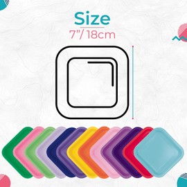 WedDecor Pack of 16 Paper Plates, 7" x 7" Strong Square Disposable Paper Plates Perfect for Picnics, BBQ, Birthday, Baby Shower, Wedding & Christmas Events, Neon Yellow