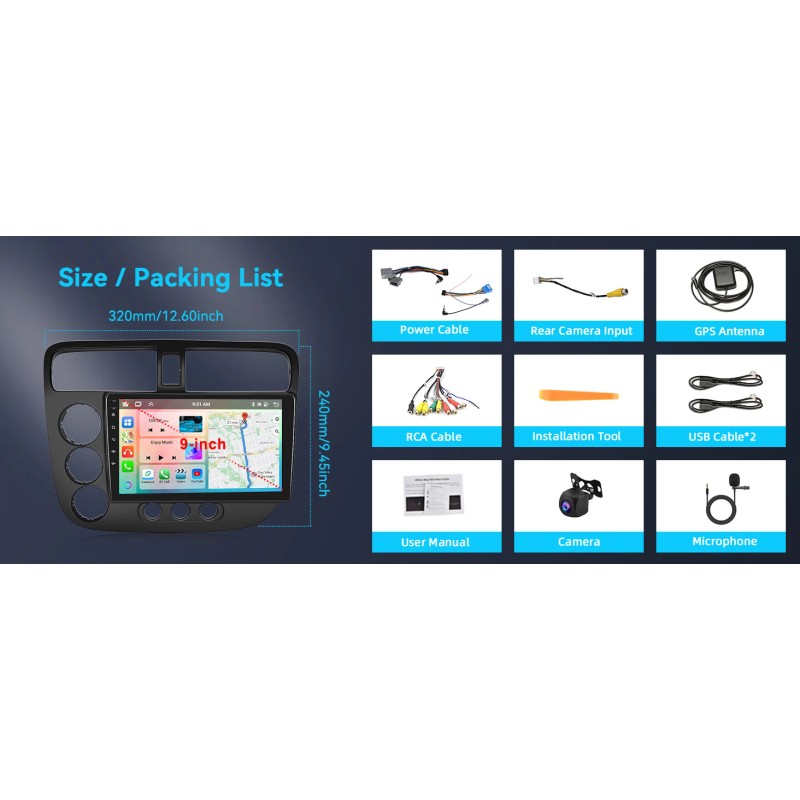 unbranded Android 12 Car Stereo Radio for Honda Civic 2001-2005