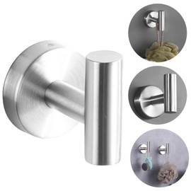 Unifizz Heavy Duty No-Drill Stainless Steel Suction Cup Coat Hooks – Bathroom and Kitchen Towel Hooks, Brushed Silver, Strong Suction Hold, Removable, Supports Up to 5kg, Minimalist Modern Design