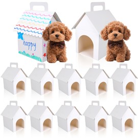 24pcs Dog Party Favors Boxes, White Foldable Adopt a Puppy Party Favors Boxes Pet Gift Stuff for Birthday Decorations
