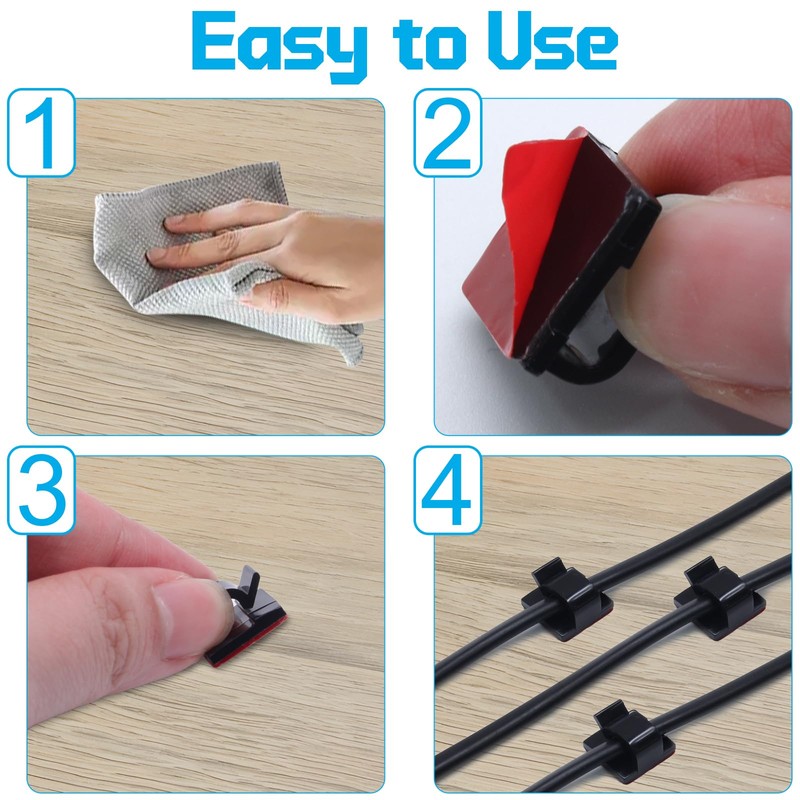 Coufce 100 PCS Cable Clips Adhesive Cord Clips for Wires