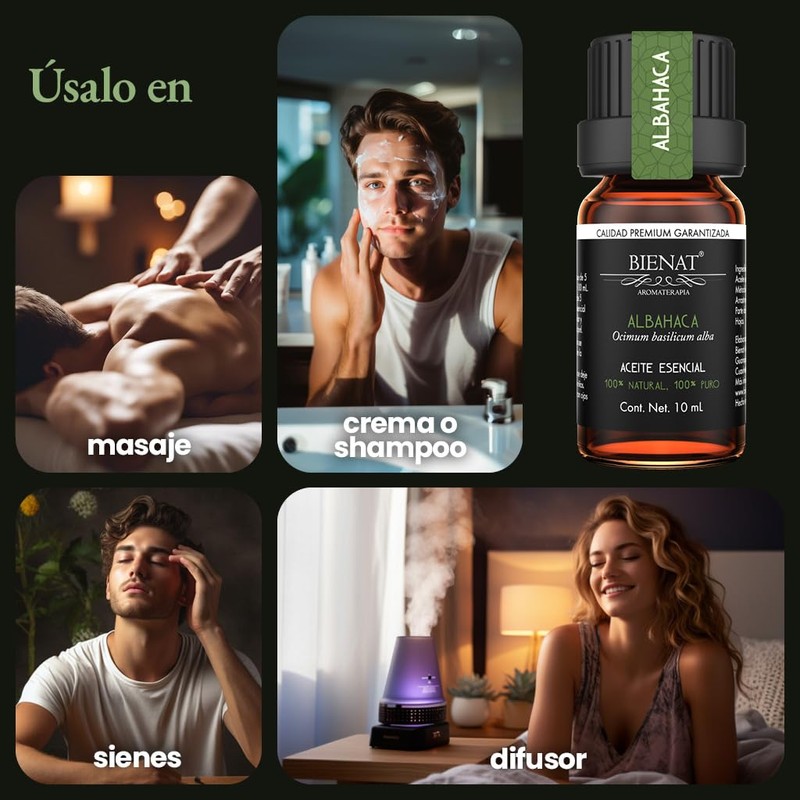 BIENAT AROMATERAPIA Aceite Esencial de Albahaca 10mL