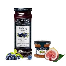 St. Dalfour - Fig Royale Mini Jar 1 oz & Wild Blueberry 10 oz Bundle - 100% from Fruit, No Cane Sugars Added, No Corn Syrups, Naturally Sweetened, Fruit Pectin