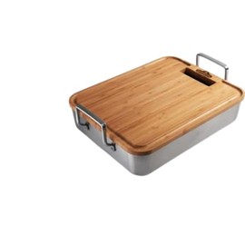 Napoleon 56033 Roasting Dish Stainless Steel 40 x 31 x 8 cm Including Bamboo Chopping Board