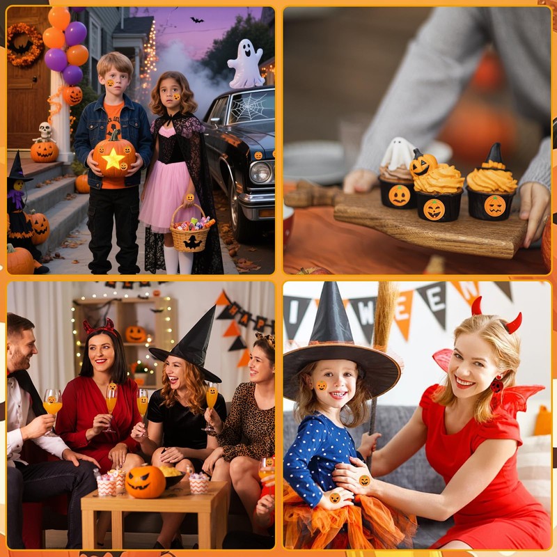 Bcautay 1000pcs Halloween Pumpkin Stickers, Halloween Sticker