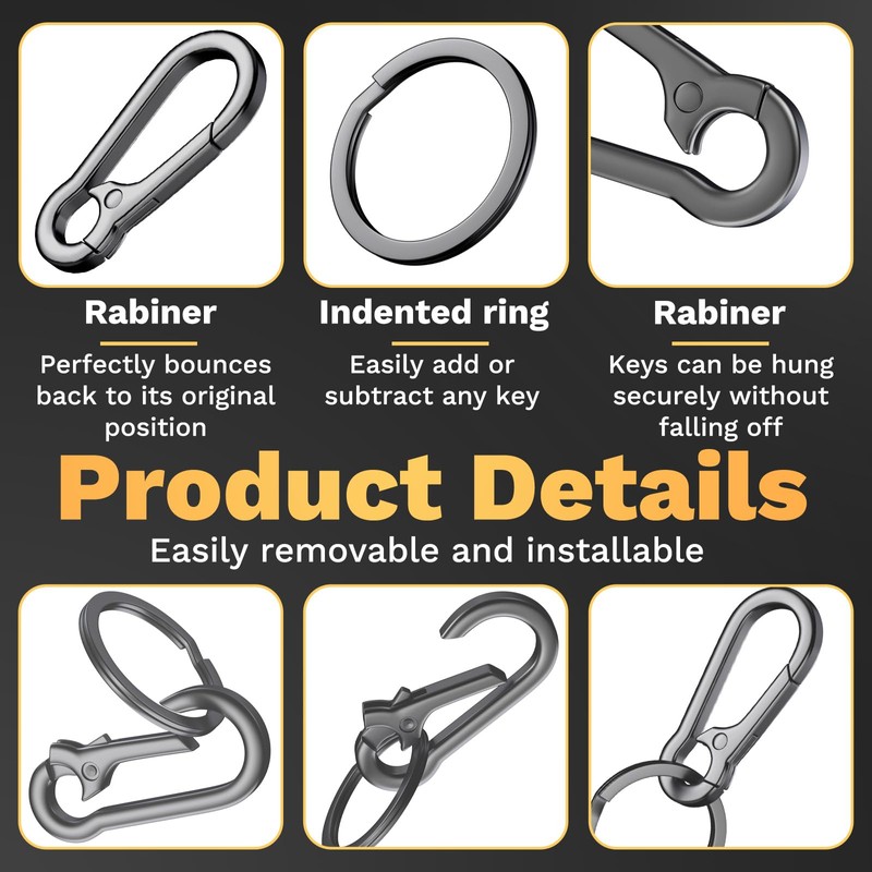 2 Pack Keychain Rings for Car Keys, Metal Key Chain