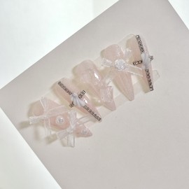 ColorAngel Core y2k Clear Gyaru Handmade Nail Tips - Square (Length - part can be deleted when changing parts) (-2,000 won) / 색감엔젤코어 y2k 맑은 갸루 수제네일팁 - 스퀘어(길이감-파츠변경일부삭제가능) (-2,000원)