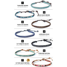 Binich Natural Stone Leather Anklet, 4. Lapis Lazuli x Blue