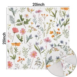 Eizlang Pastoral Floral Cloth Napkins Set of 4 Reusable Dinner Napkins 20"x20" Inch Decorative and Versatile for Wedding Party Dinner Banquet White