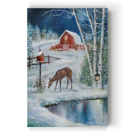 Renditions Gallery Abstract Christmas Decorations for Wall Holiday Skating Christmas Deer Canvas Art Wall Paintings for Bedroom Dining Living Room Office Home Kitchen Wall Decor - 24"X36" LT18