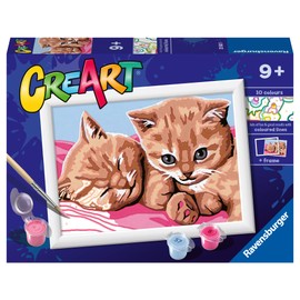Ravensburger CreArt: Gattini amici – Dipingere con i Numeri per Bambini 9+ Anni, Kit Pittura con Tavole, Cornice, Pennello e Colori Inclusi, 14 x 19 cm, Idee Regalo