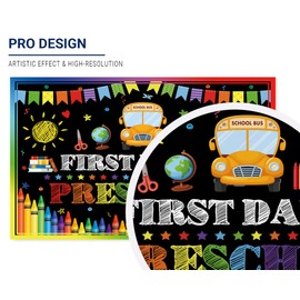 Allenjoy Back to School Backdrop for Kids Children First Day of Preschool Kindergarten Chalkboard Classroom Teachers and Students Party Supplies Decorations Banner Photo Booth Prop Background