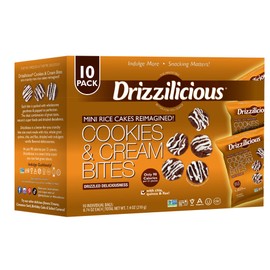 Drizzilicious Mini Rice Cakes Cookies & Cream - Rice Crisps, Healthy Snack for Adults and Kids, Flavored Rice Cakes, Vegan, Gluten Free, Allergen Free, Only 90 Calories Per Bag - 0.74 oz (Pack of 10)