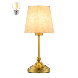 BOHON Cordless Lamp with Dimmer, Built-in 5200mAh Rechargeable Lamp, Patio Table Lamp, LED Bedside Night Light, Outdoor Ambient Light for Camping Restaurant Bedroom Dining Room Decor, Antique Brass