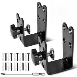 WWFFEN 2 Pcs Twist-to-Lock Door Barricade Brackets - Heavy Duty Steel U-Shaped, Rust-Proof Powder Coated Security Door Reinforcement, Door Jammer for Home Barn Shed Garage Gate