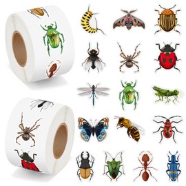 BeYumi Insect Animals Roll Stickers - 1000Pcs Insect Animals Stickers in 2 Rolls for Kids Spring Bug Insect Butterfly Adhesive Decals Party Favor Supplies Classroom Scrapbooking Calendar Bottle Decor