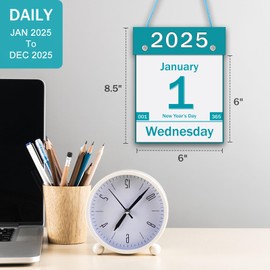 2025 Daily Wall Calendar, Page a Day Wall Calendars with Large Clear Dates, Large Print Wall Calendar for Home Office School Dorms, 8.5" x 6", Tear Away Calendar with Hanging String, Cyan