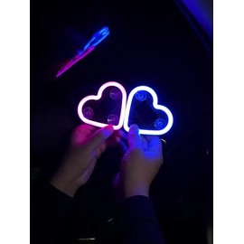 2pc Luz De Neón Con Forma De Corazón Led Inalámbrica Energía