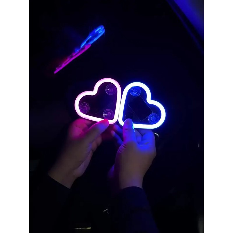2pc Luz De Neón Con Forma De Corazón Led Inalámbrica