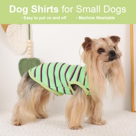 Kosiyi 2Pack Dog Shirt Vest Waffle Dog Clothes for Small Dogs Boy Girl Stretchy Spring Summer Puppy T-Shirts Soft Breathable Tank Top Sleeveless Vest Sweatshirt Pet Cat Outfit, Green+Stripe,M