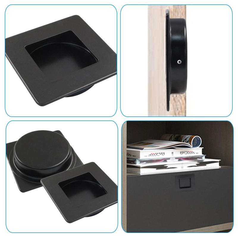 Jiozermi 2 Pack 2-3/4 Inch Black Square Recessed Pulls, Finger