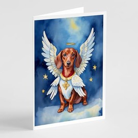 Caroline's Treasures Dachshund My Angel Greeting Cards Pack of 8 Blank Cards with Envelopes Whimsical A7 Size 5x7 Blank Note Cards