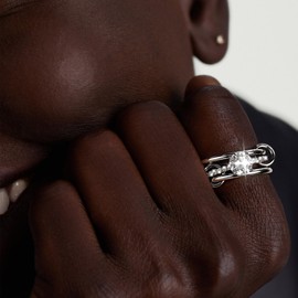 JINEAR Stackable Rings for Women Non Tarnish 925 Sterling Silver Engagement Cubic Zirconia Statement Interlocked Bands Stacking Rings Jewelry