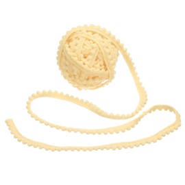 QUARKZMAN 10 Yards Pom Pom Trim Ribbon, 0.5 Inch Wide Beige Pom Pom Ball Fringe Trim Sewing Fringe Fabric Trim Ribbon for DIY Crafts Curtain Clothes Pillow Home Decoration
