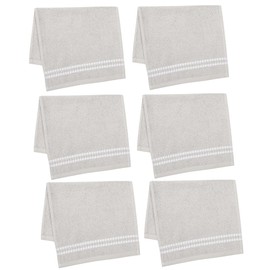 Maisonette Classy 100% Cotton Wash Cloths (30 x 50 cm, Pack of 6) - Face, Hand Light Grey Towels for Bathroom & Small Guest Towels