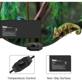 iPower 8 by 18 Inch Reptile Heating Pad with Temperature Adjustable Controller Knob, Under Tank Warmer Terrarium Heat Mat for Reptiles and Amphibians
