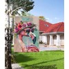 Flamingo Summer House Flag 28x40 Inch Double Sided Outside, Welcome