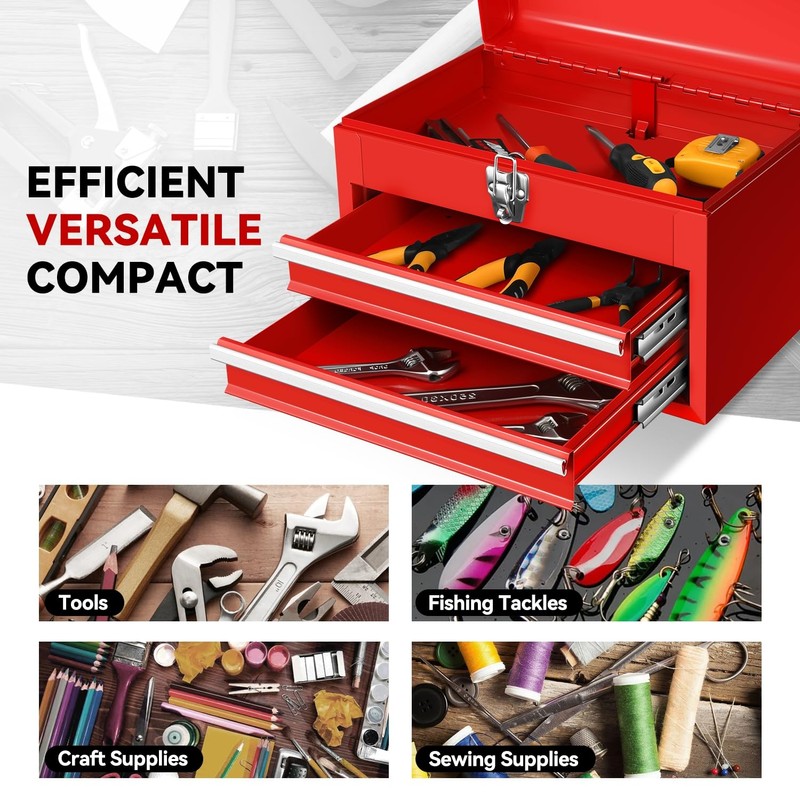 Auto Dynasty 14" Portable Tool Box Steel Metal Tool Boxes