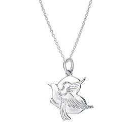 Sterling Silver Dove in Heart Pendant Necklace, 18"