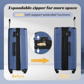 Merax Luggage Sets of 2 Suitcases With Wheels, Expandable and Lightweight, TSA Lock, Hardside Spinner Carry On Luggage (20 28 inch Blue)
