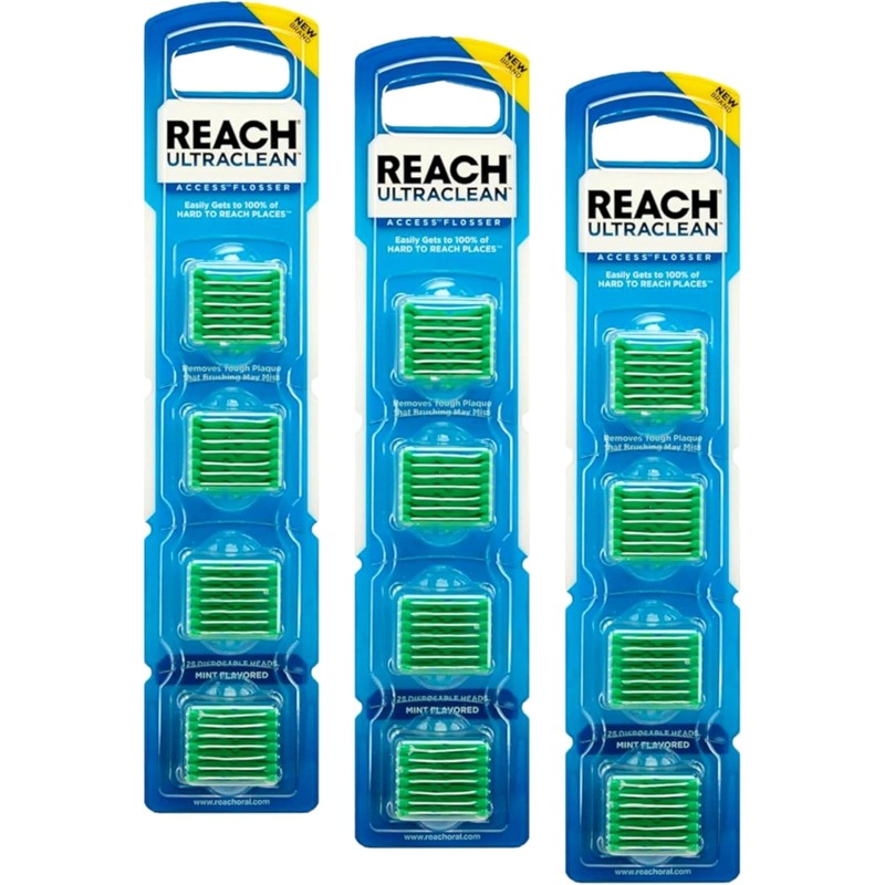 Listerine Ultraclean Access Flossers Disposable Heads Fresh Mint Crystals 28