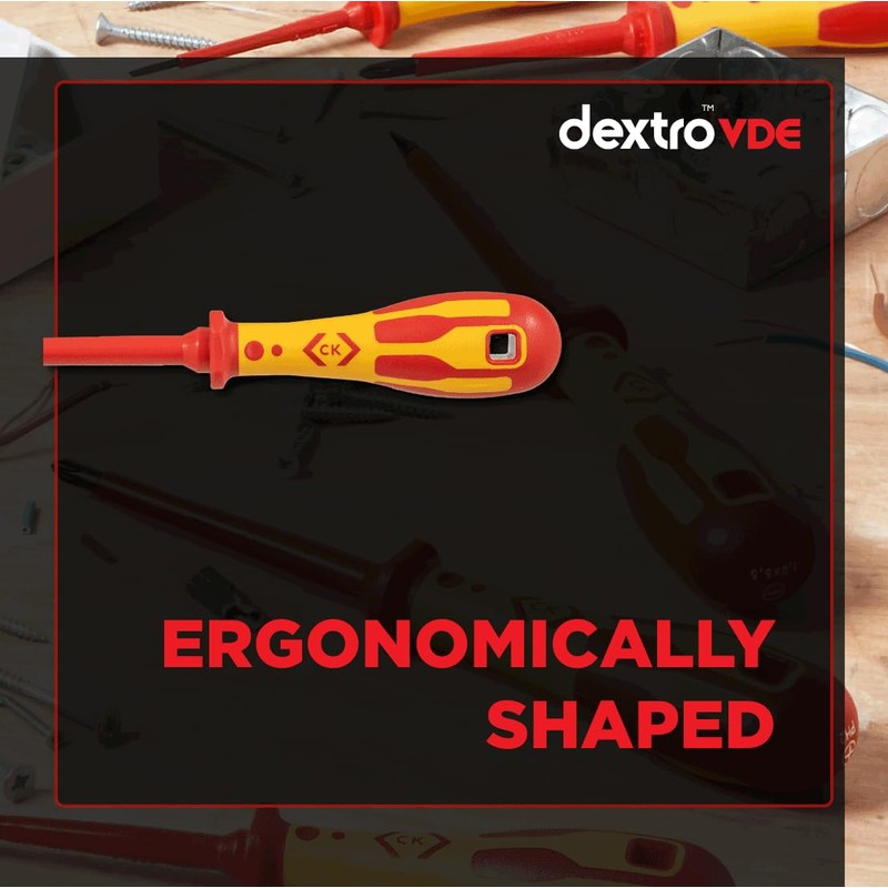 C.K Dextro VDE Slotted Screwdriver 8mm x 175mm, Electricians Insulated