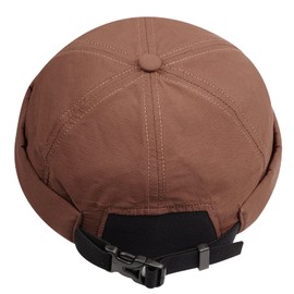 Clakllie Quick Dry Brimless Hat Lightweight Docker Hat Skullcap Rolled Cuff Beanie Hat No Brim Watch Cap Landlord Hat,Brown