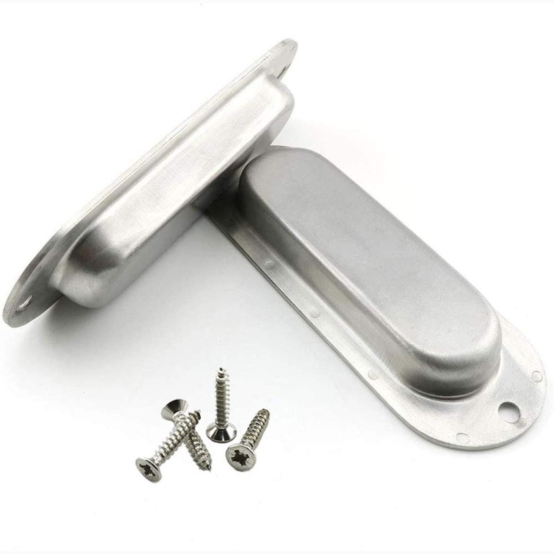 Generic 2 Pack Oval Flush Door Pull Handles, Stainless Steel